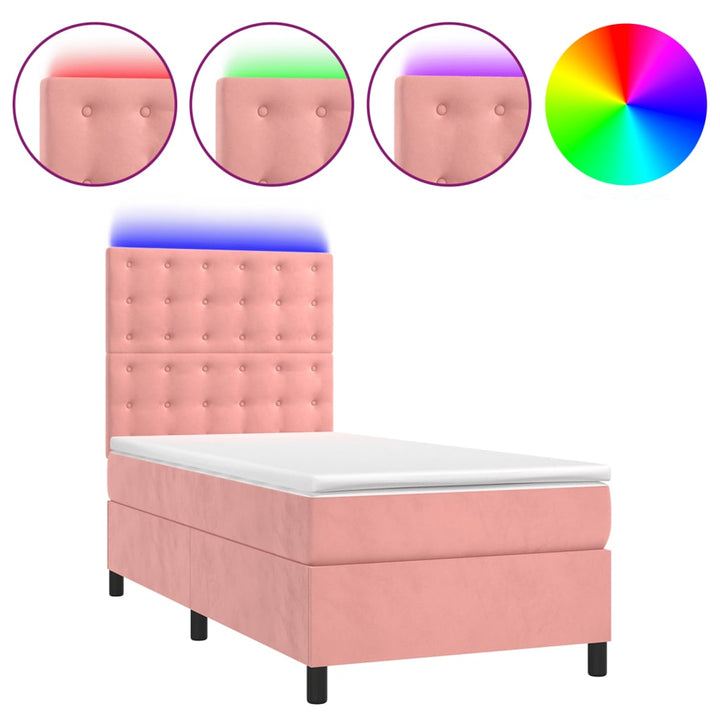 kontinentalseng med LED-lys 80x200 cm velour pink