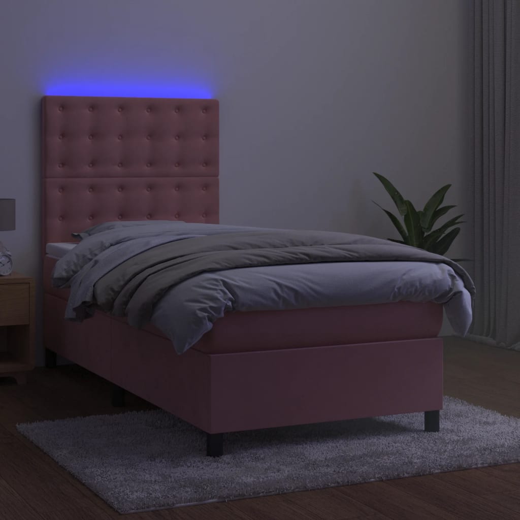 kontinentalseng med LED-lys 80x200 cm velour pink