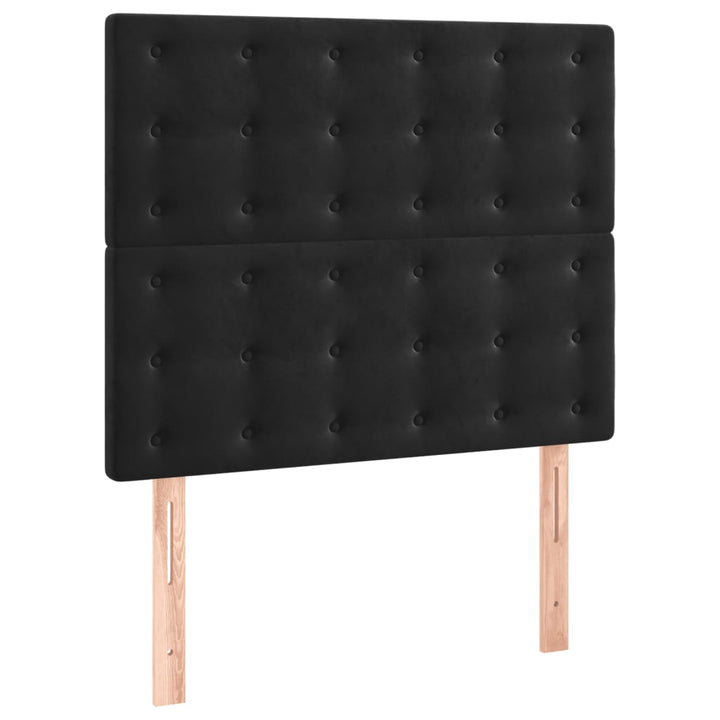 kontinentalseng med LED-lys 90x190 cm fløjl sort