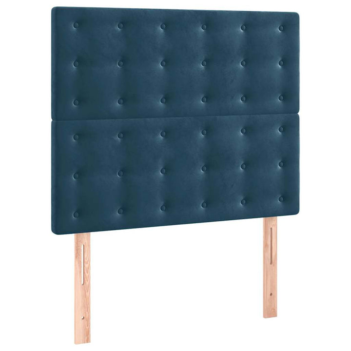 kontinentalseng med LED-lys 90x190 cm fløjl mørkeblå