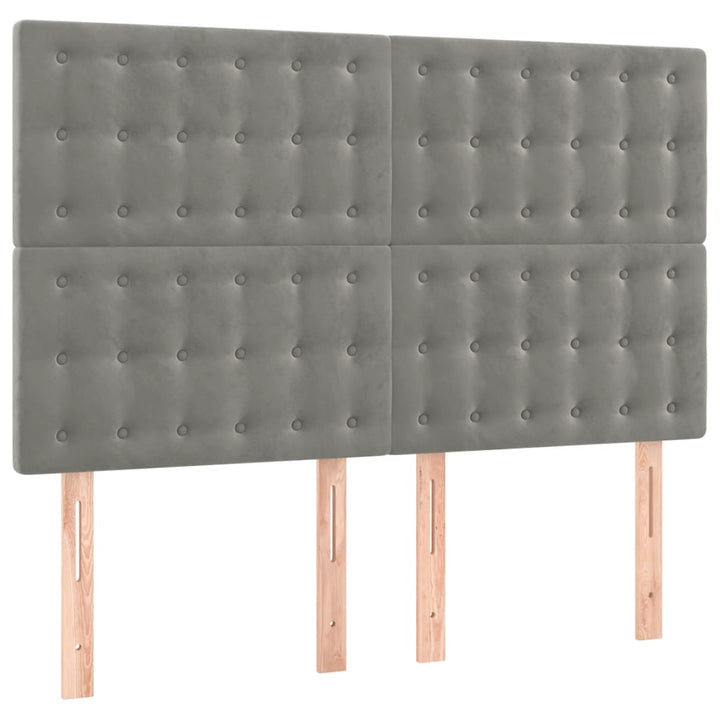 kontinentalseng med LED-lys 140x190 cm velour lysegrå