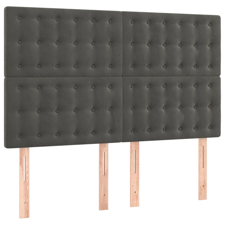 kontinentalseng med LED-lys 140x190 cm fløjl mørkegrå