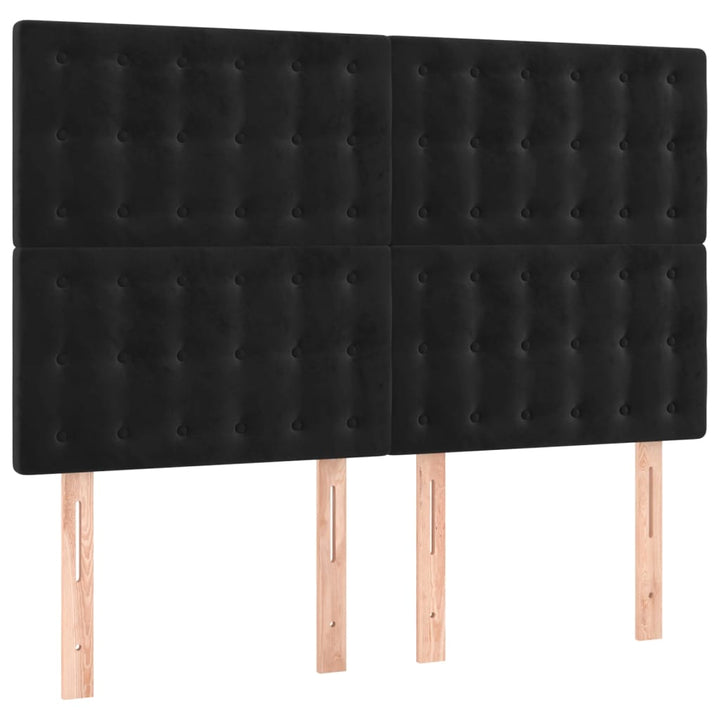 kontinentalseng med LED-lys 140x190 cm fløjl sort