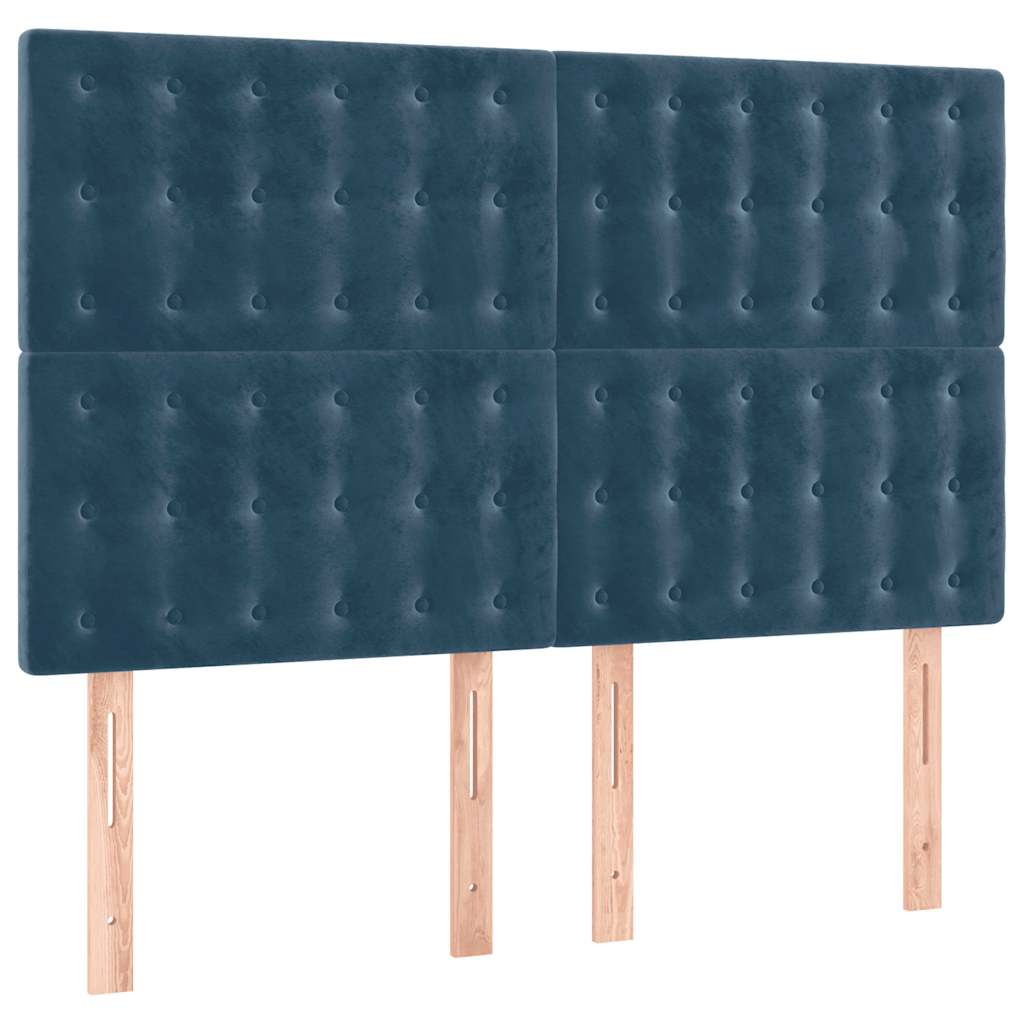 kontinentalseng med LED-lys 140x190 cm fløjl mørkeblå
