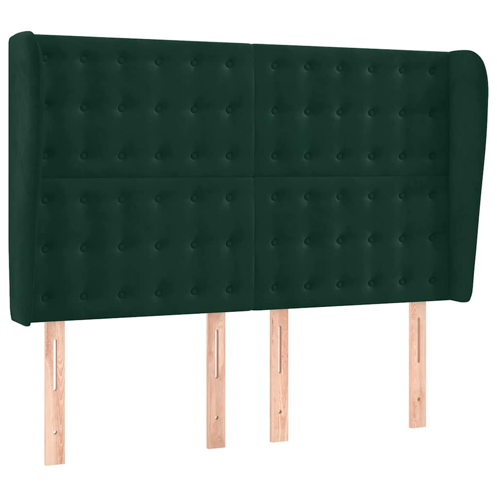 kontinentalseng med LED-lys 140x200 cm fløjl mørkegrøn