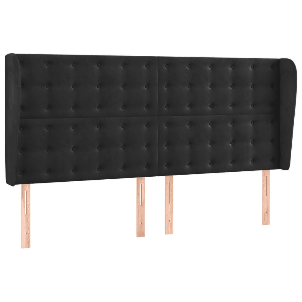 kontinentalseng med LED-lys 180x200 cm fløjl sort