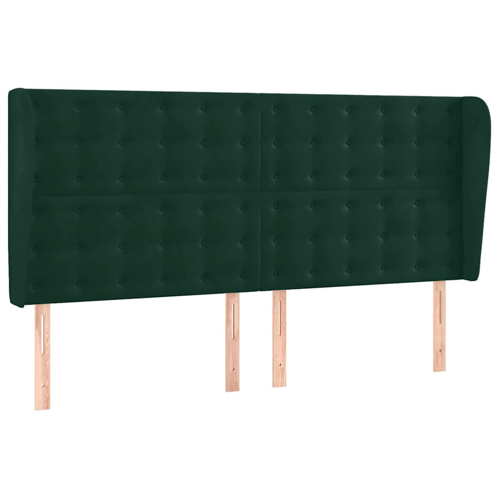 kontinentalseng med LED-lys 200x200 cm fløjl mørkegrøn