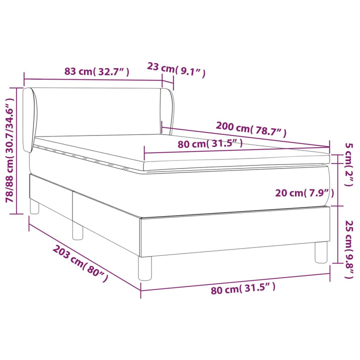 kontinentalseng med madras 80x200 cm stof cremefarvet