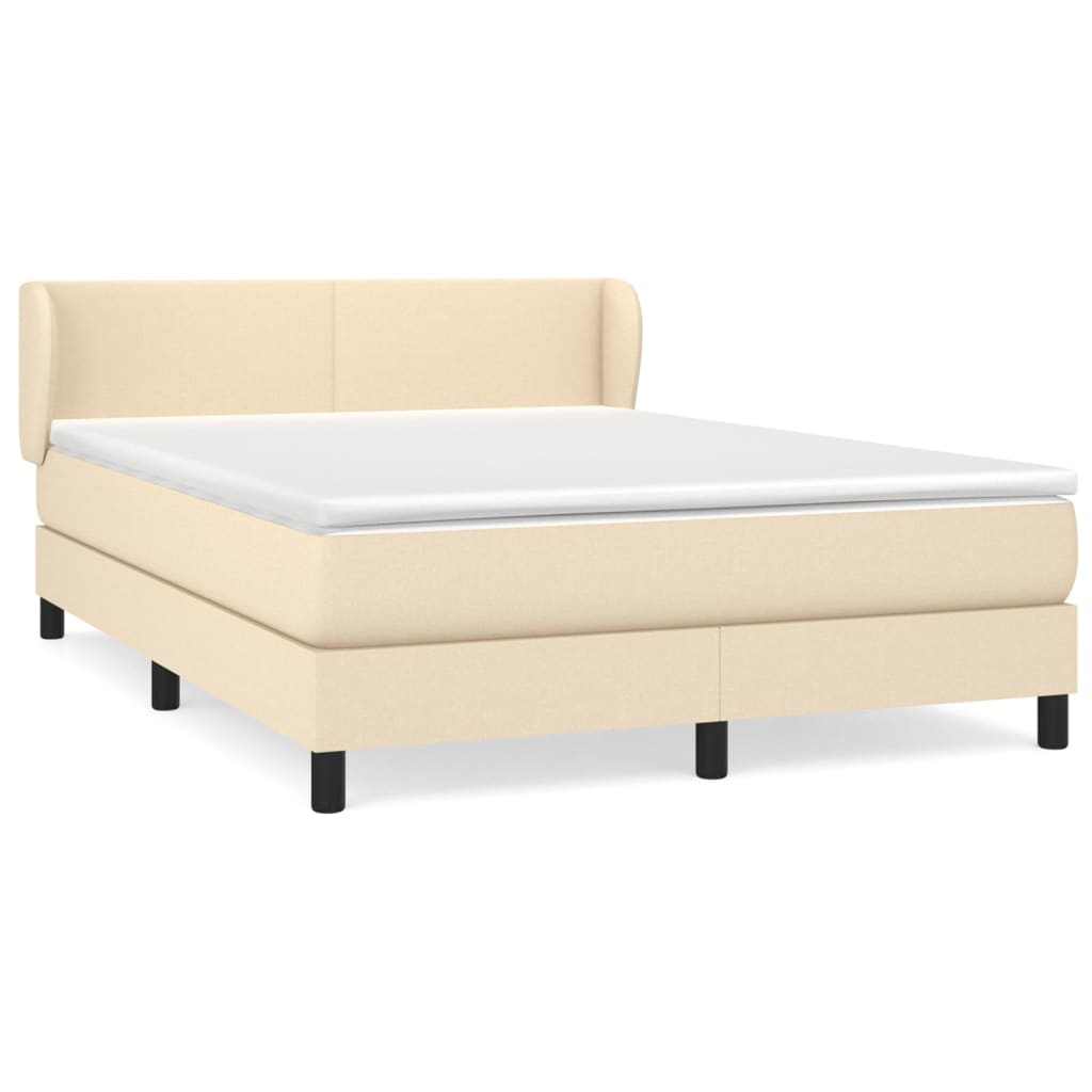 kontinentalseng med madras 140x190 cm stof cremefarvet