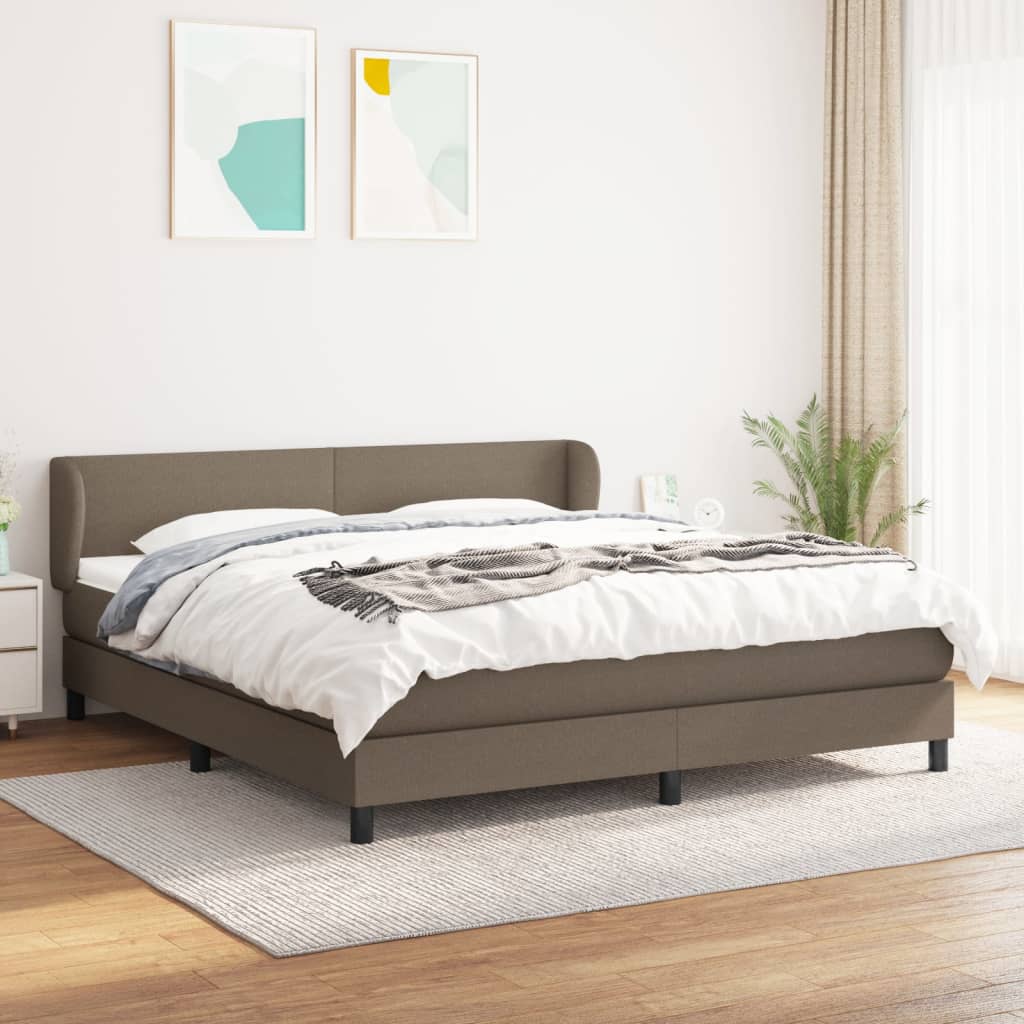 kontinentalseng med madras 160x200 cm stof gråbrun