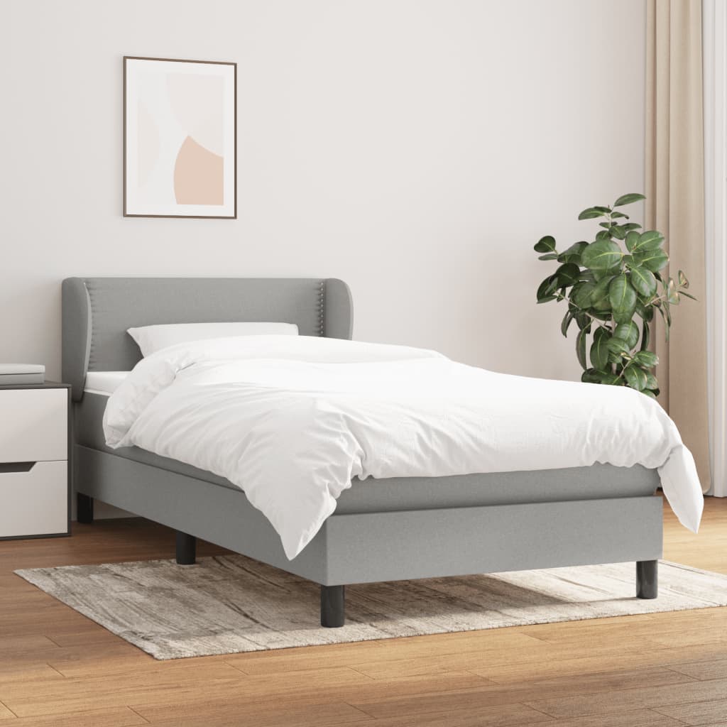 kontinentalseng med madras 90x200 cm stof lysegrå