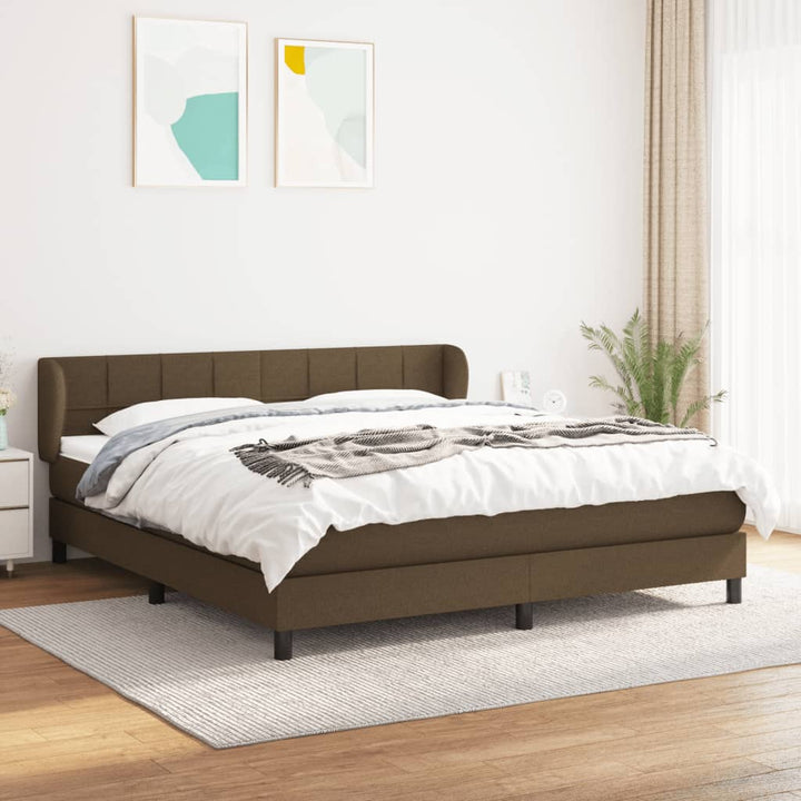 kontinentalseng med madras 180x200 cm stof mørkebrun