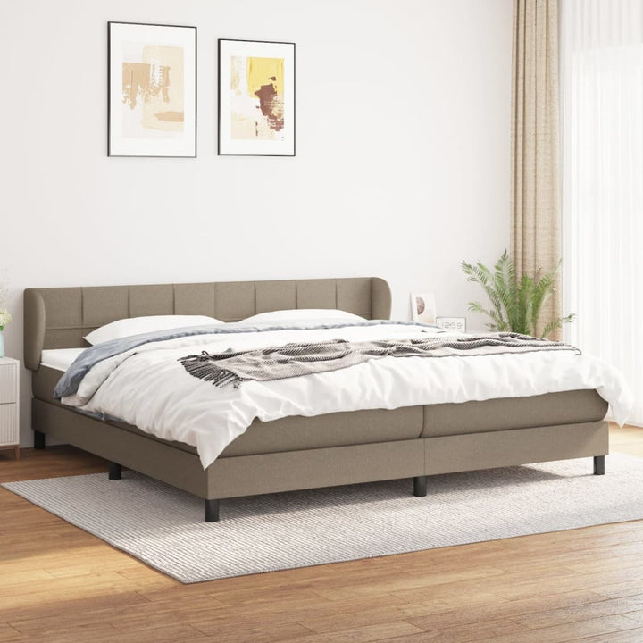 kontinentalseng med madras 200x200 cm stof gråbrun