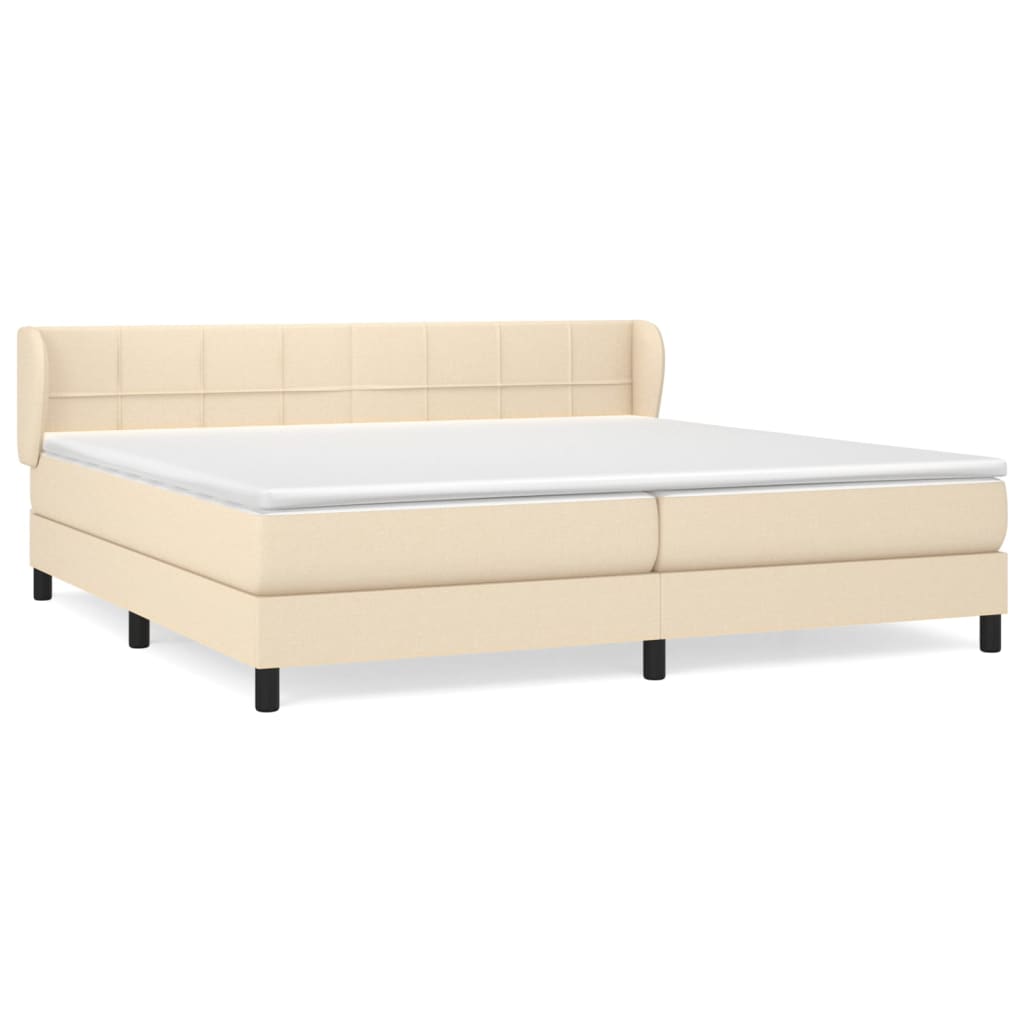 kontinentalseng med madras 200x200 cm stof cremefarvet
