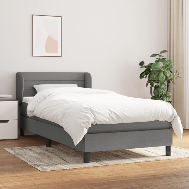 kontinentalseng med madras 100x200 cm stof mørkegrå