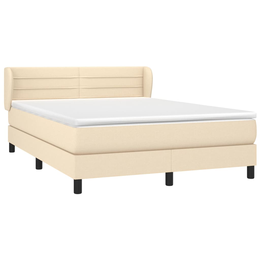 kontinentalseng med madras 140x190 cm stof cremefarvet