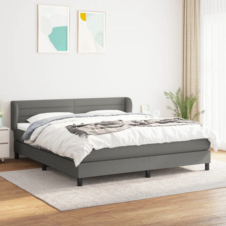 kontinentalseng med madras 160x200 cm stof mørkegrå