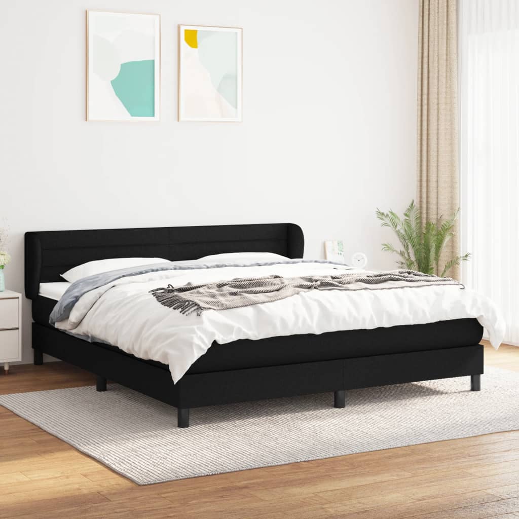 kontinentalseng med madras 160x200 cm stof sort