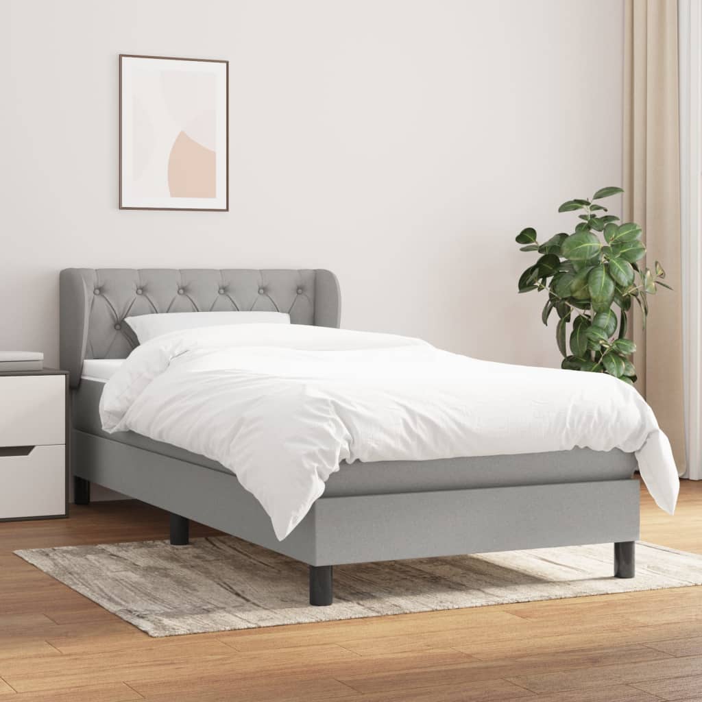kontinentalseng 80x200 cm stof lysegrå