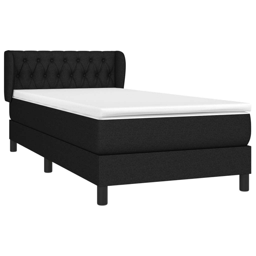 kontinentalseng med madras 90x190 cm stof sort