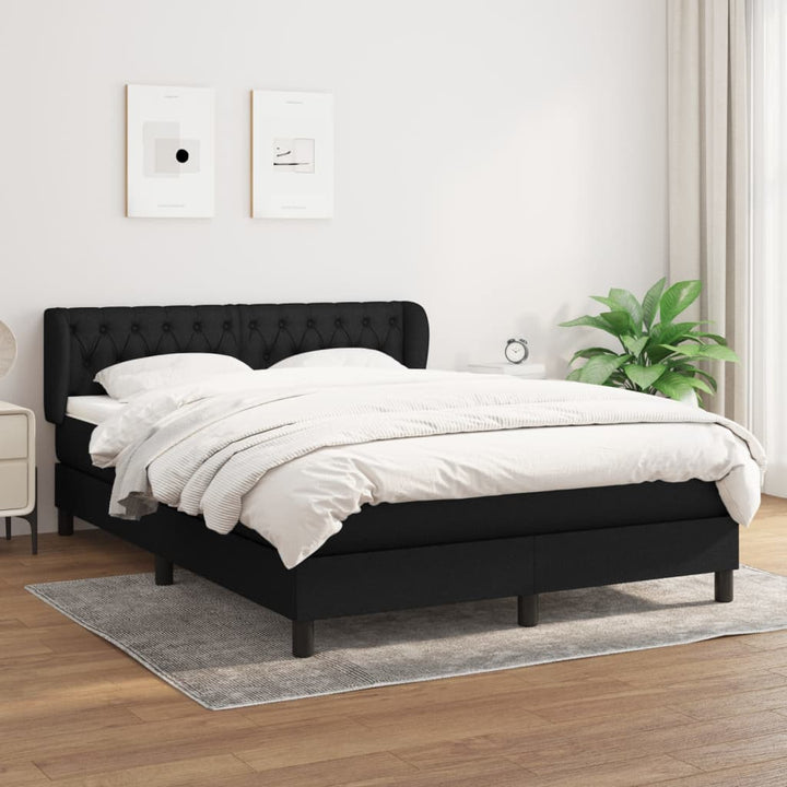 kontinentalseng med madras 140x190 cm stof sort