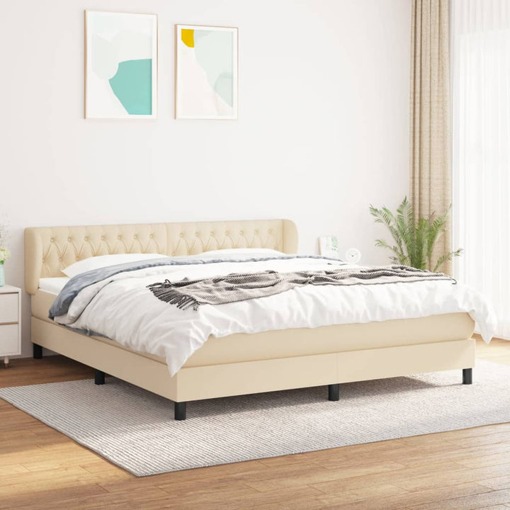 kontinentalseng med madras 180x200 cm stof cremefarvet