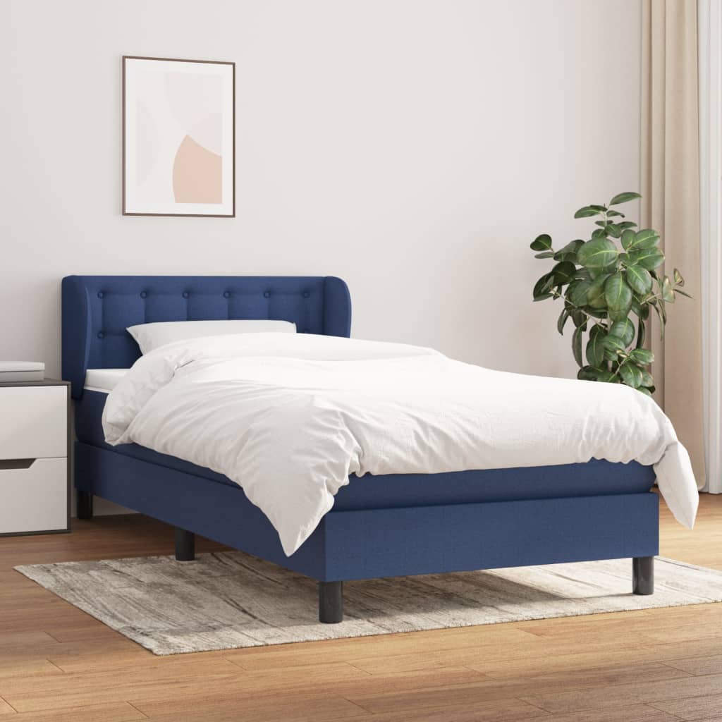 kontinentalseng med madras 90x190 cm stof blå