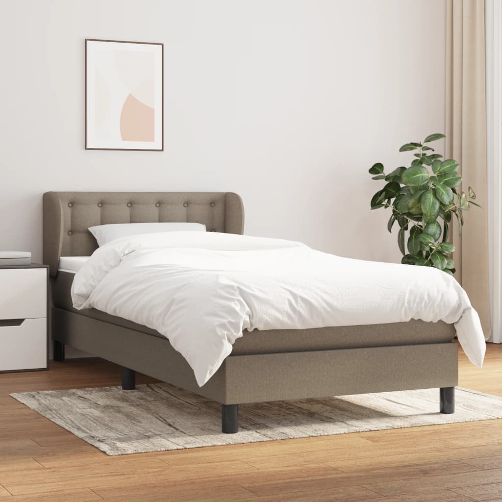kontinentalseng med madras 90x200 cm stof gråbrun