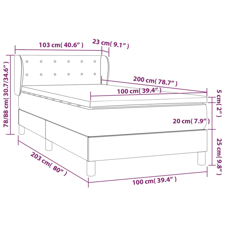 kontinentalseng med madras 100x200 cm stof sort