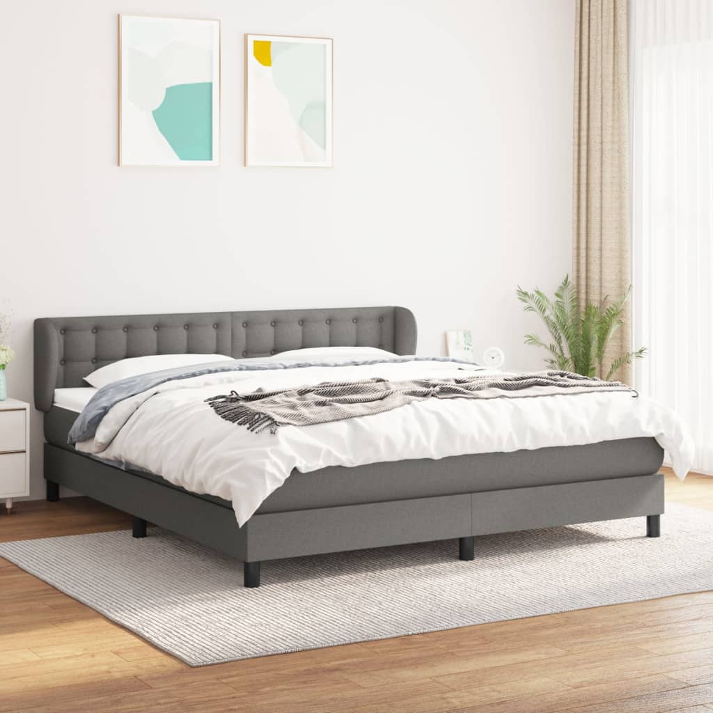 kontinentalseng med madras 160x200 cm stof mørkegrå