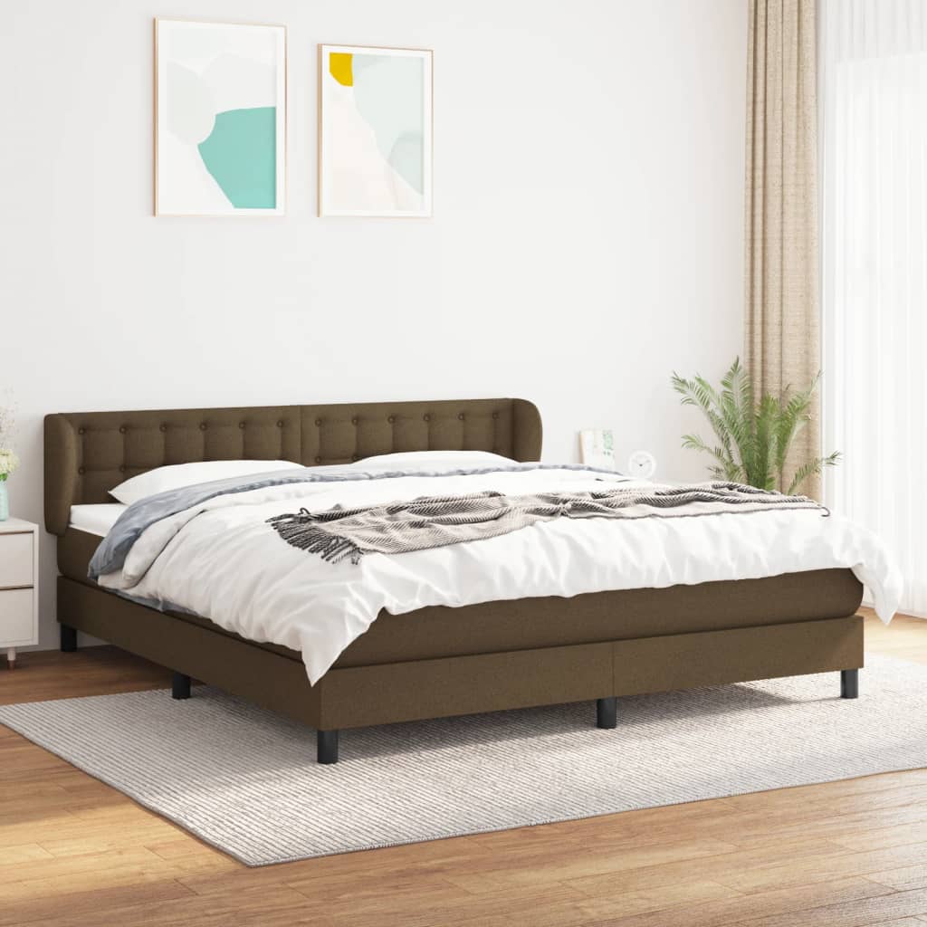 kontinentalseng med madras 160x200 cm stof mørkebrun