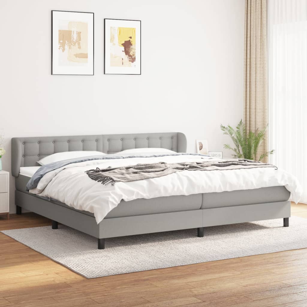 kontinentalseng med madras 200x200 cm stof lysegrå