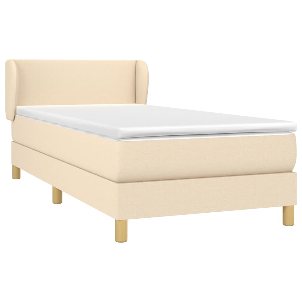 kontinentalseng med madras 90x190 cm stof cremefarvet