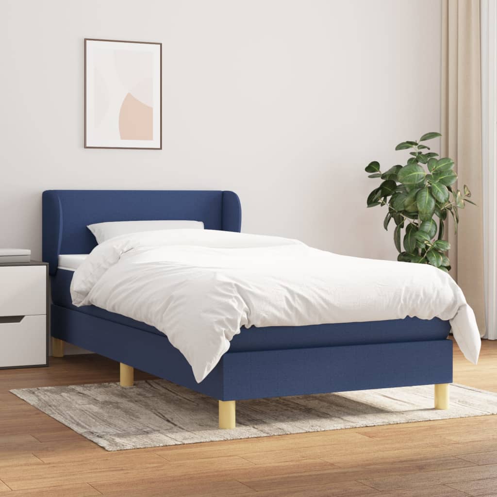kontinentalseng med madras 90x190 cm stof blå