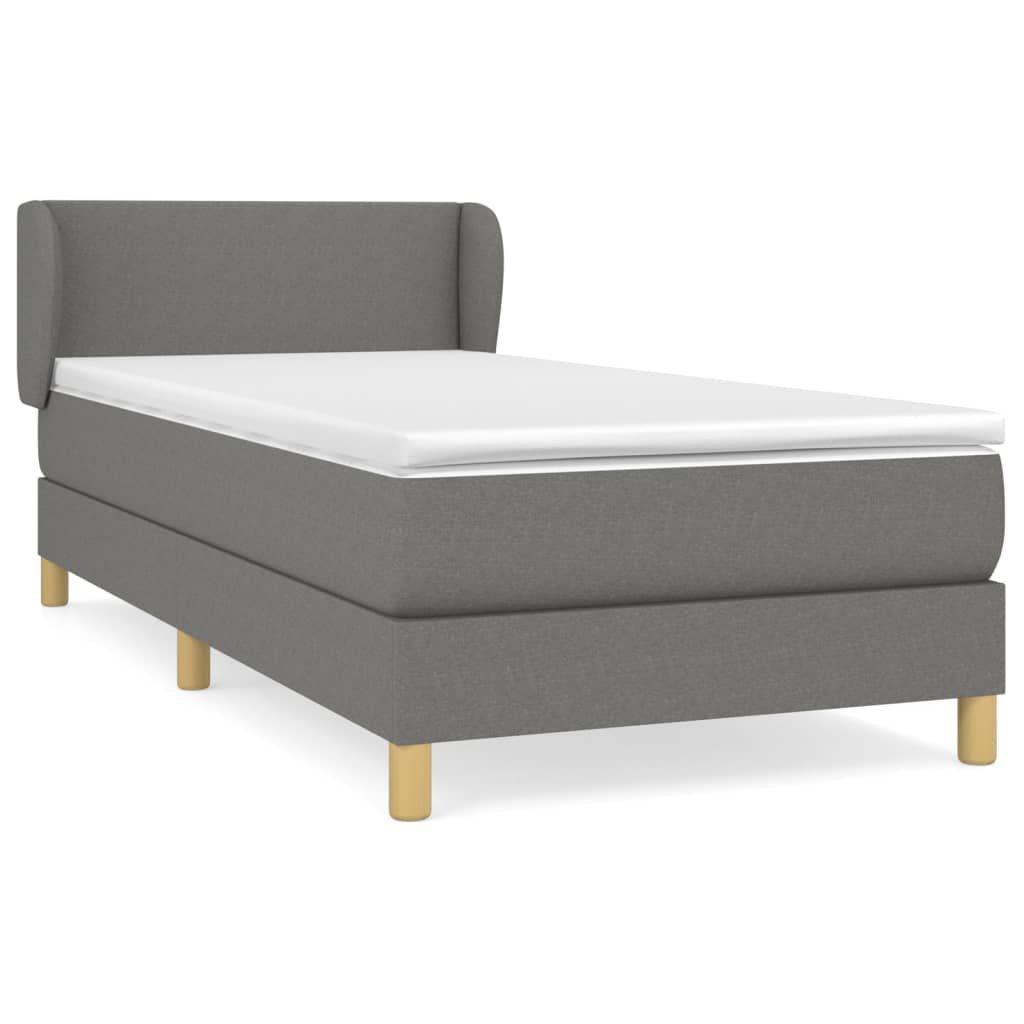 kontinentalseng med madras 100x200 cm stof mørkegrå