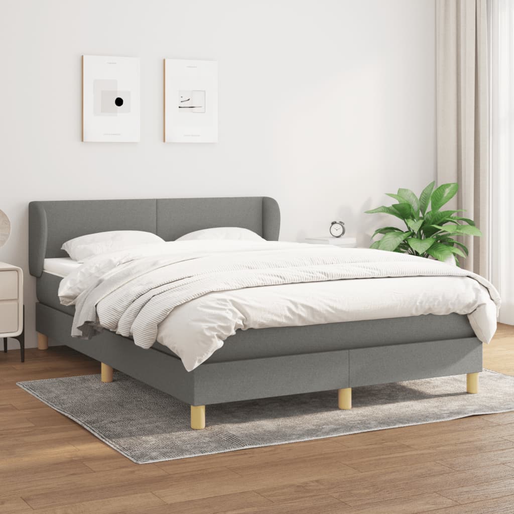 kontinentalseng med madras 140x190 cm stof mørkegrå