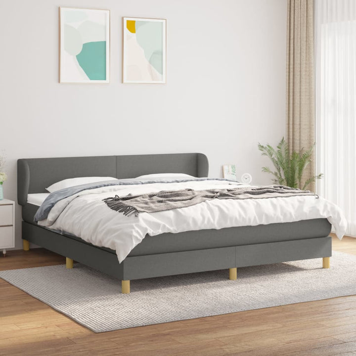 kontinentalseng med madras 160x200 cm stof mørkegrå