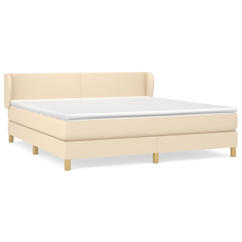 kontinentalseng med madras 180x200 cm stof cremefarvet