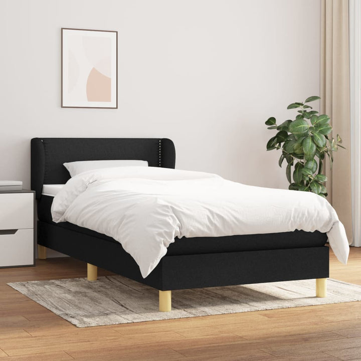kontinentalseng med madras 90x190 cm stof sort