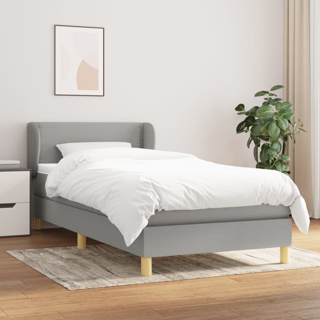 kontinentalseng med madras 100x200 cm stof lysegrå