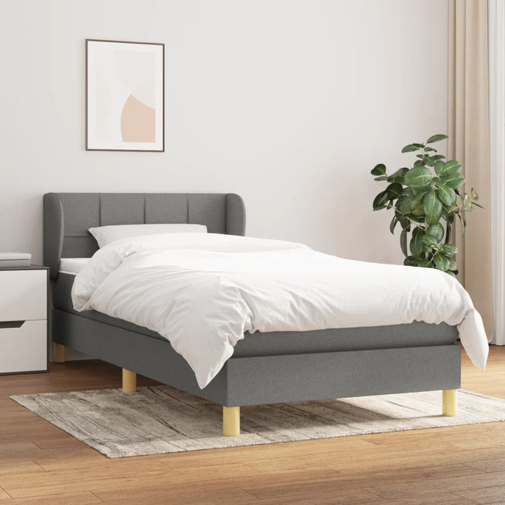 kontinentalseng med madras 90x200 cm stof mørkegrå