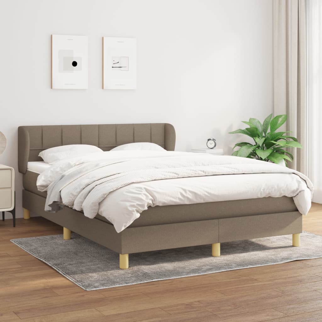kontinentalseng med madras 140x200 cm stof gråbrun