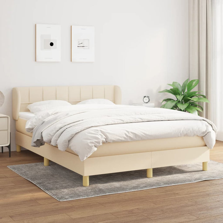 kontinentalseng med madras 140x200 cm stof cremefarvet