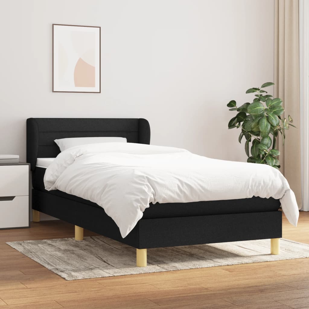 kontinentalseng med madras 90x200 cm stof sort