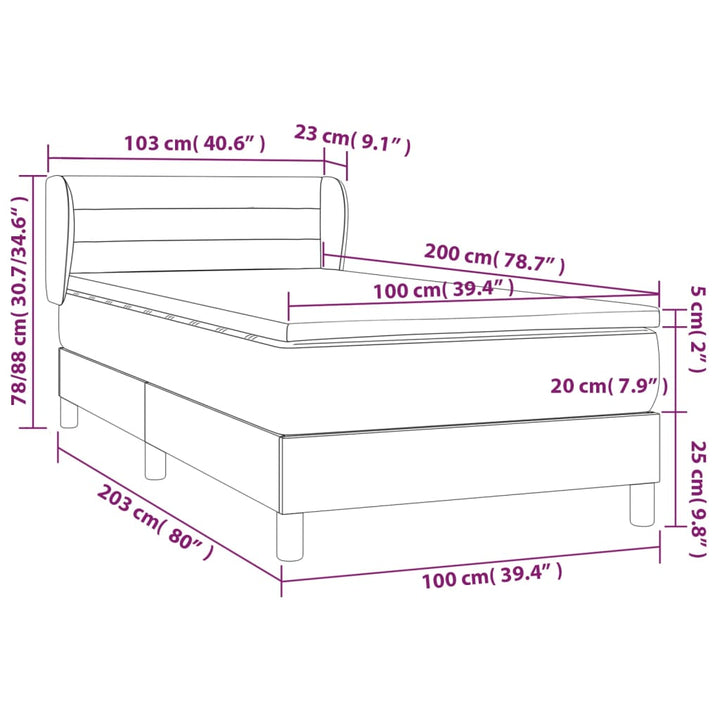 kontinentalseng med madras 100x200 cm stof cremefarvet