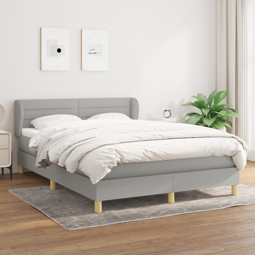 kontinentalseng med madras 140x190 cm stof lysegrå