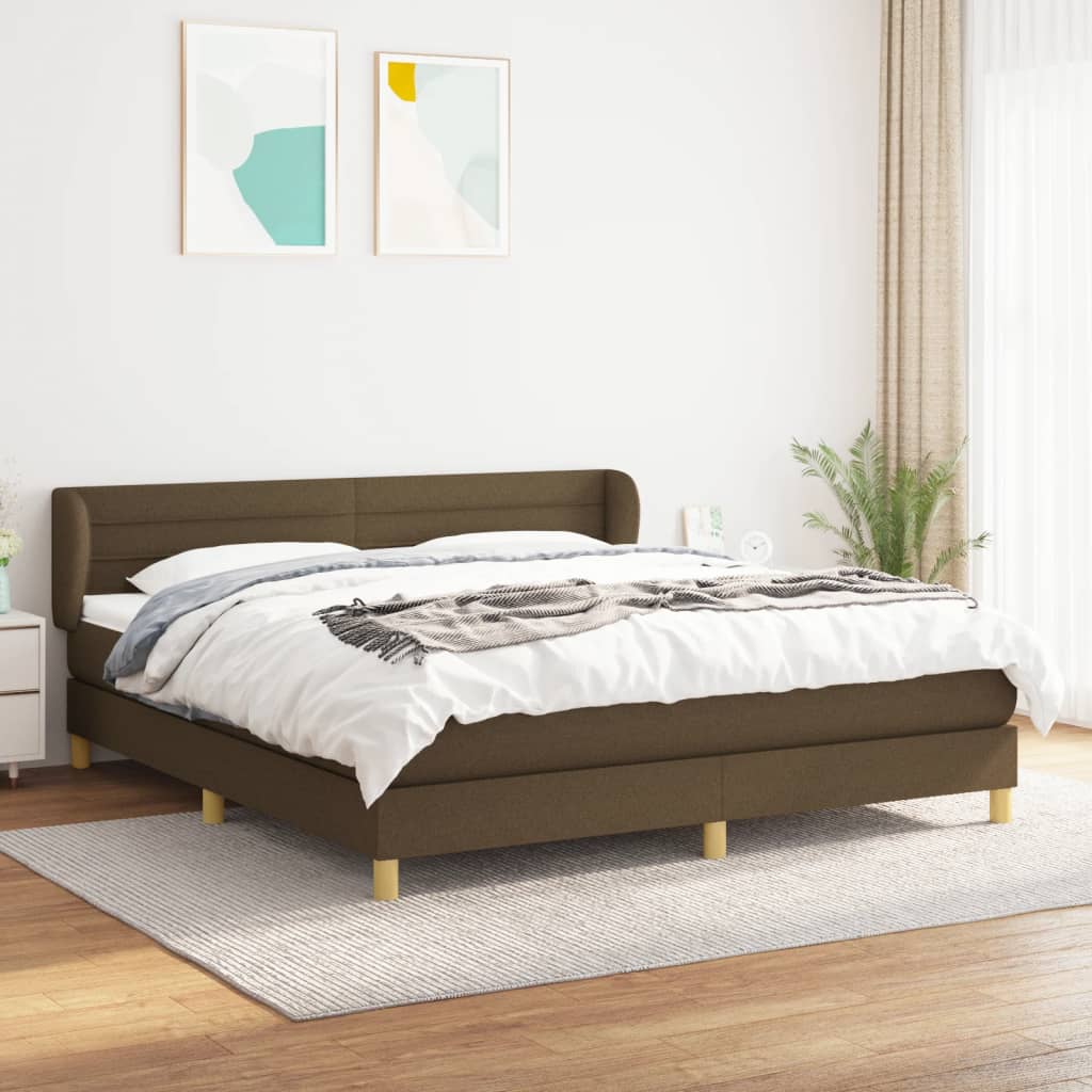 kontinentalseng med madras 160x200 cm stof mørkebrun