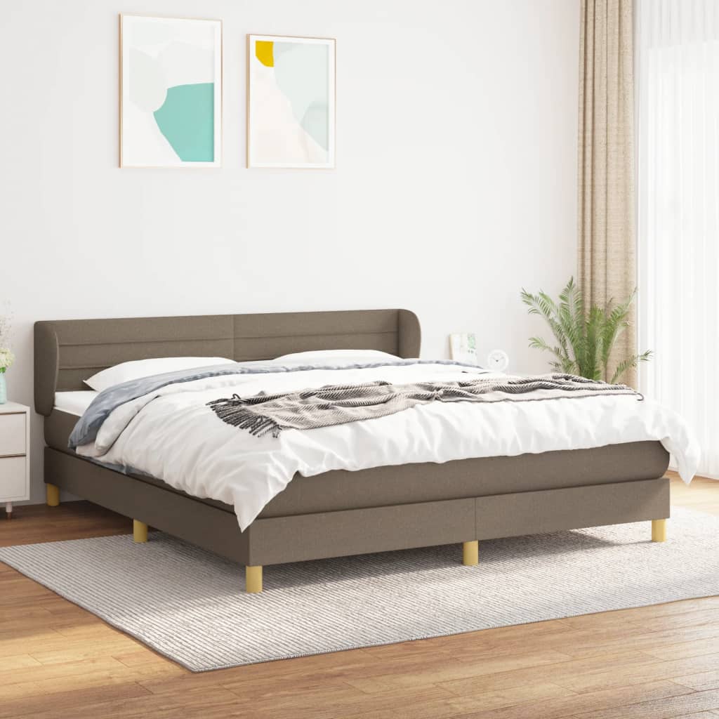 kontinentalseng med madras 160x200 cm stof gråbrun