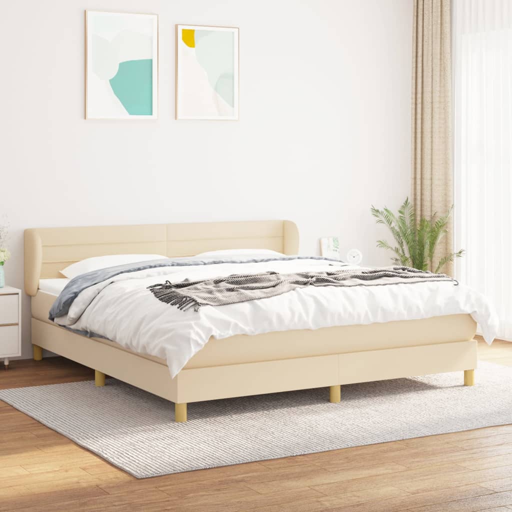 kontinentalseng med madras 180x200 cm stof cremefarvet