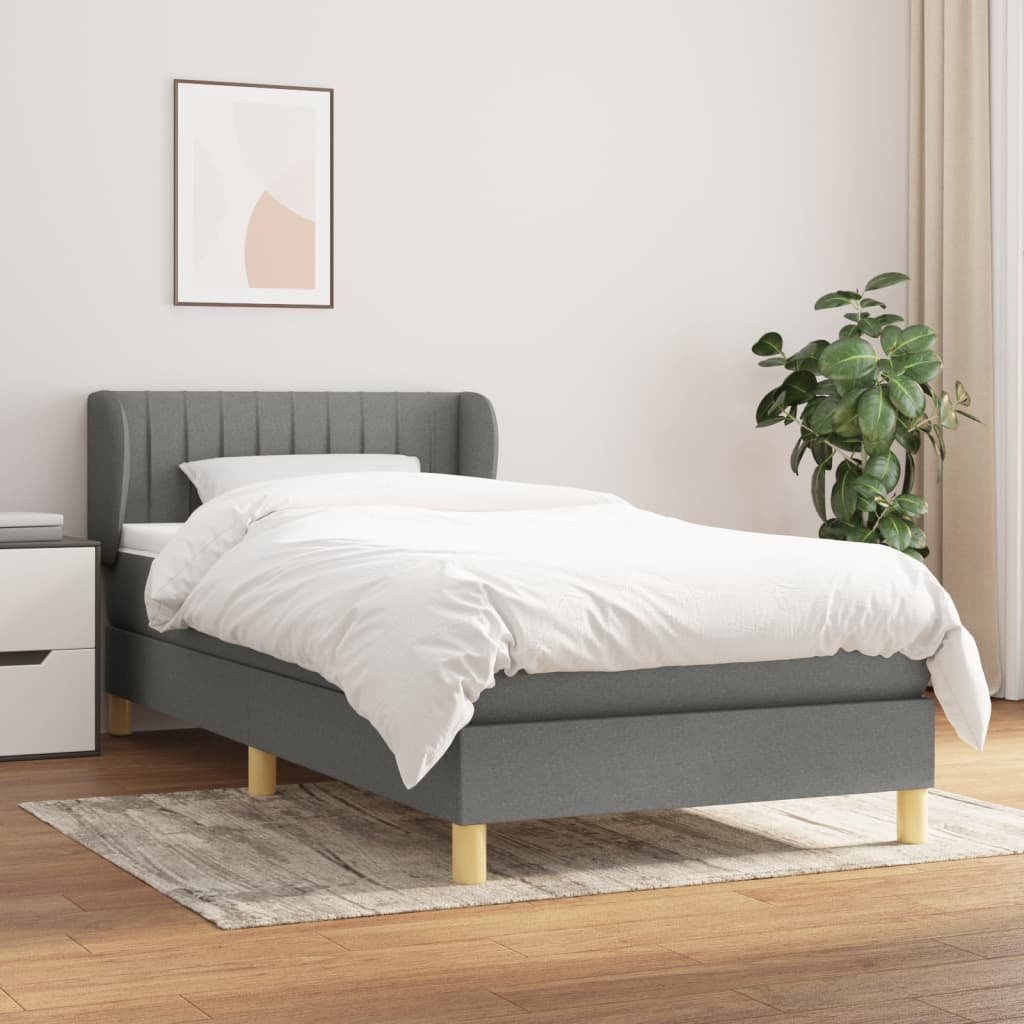 kontinentalseng med madras 90x190 cm stof mørkegrå